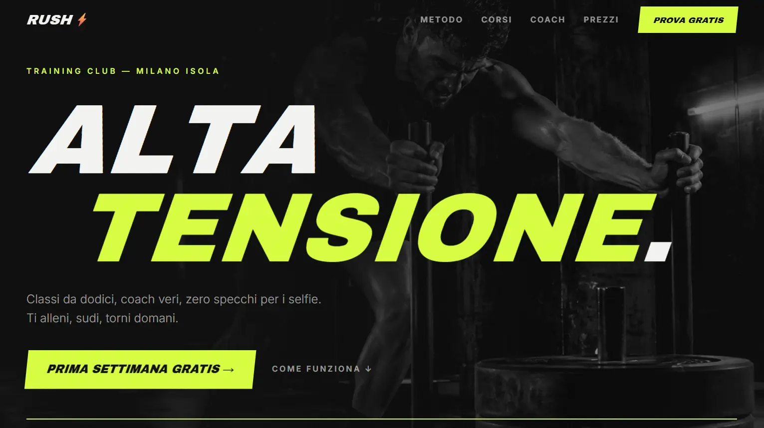 Screenshot progetto RUSH - Sito Fitness (concept) realizzato da ESTETA sviluppatori web Modena